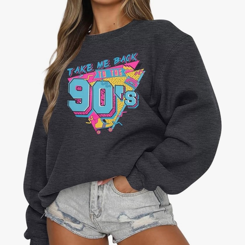 Retro 90s Graphic Charcoal Sweatshirt